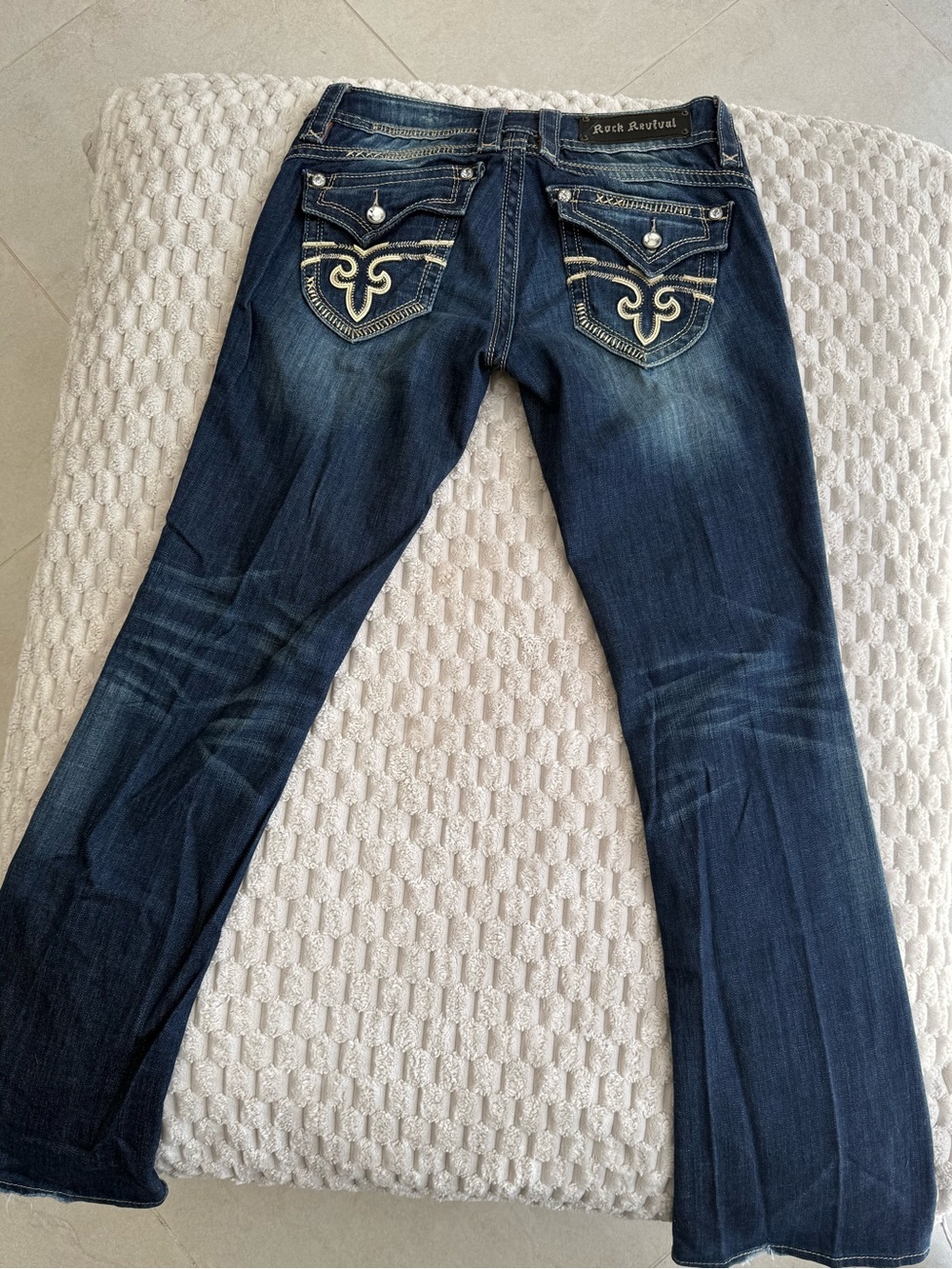 Rock Revival Dark Indigo Flare Jeans with Embroidered Back Pockets